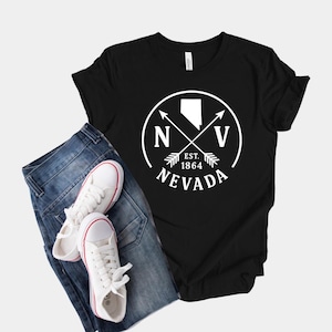 Vintage Nevada T-Shirt, NV State Pride Tee with Crossed Arrows And Est. 1864, Retro Western And Souvenir Gift for Nevada Lovers