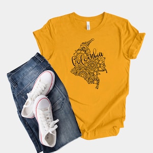 Colombia Map Shirt, Boho Hippie Mandala T shirt, Colombian Soccer Fan Tee, Colombiana Apparel, Latina AF, Ciudad Perdida, Gift For Colombian