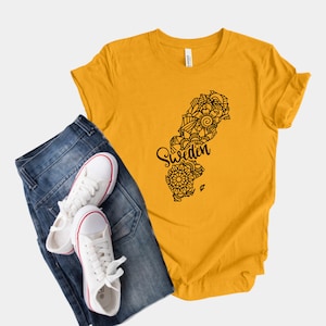 Camisa do mapa da Suécia, camiseta de férias Boho Hippie, camiseta Det avlånga landet, presente de aniversário dos suecos, camiseta do professor sueco, viagem a Malmö e Estocolmo