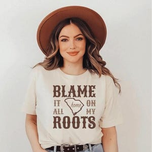 Chemise CAROLINE DU SUD, blâmer tout sur mes racines, t-shirt graphique Palmetto State State Home, t-shirt unisexe musique country, cadeaux tenue du sud