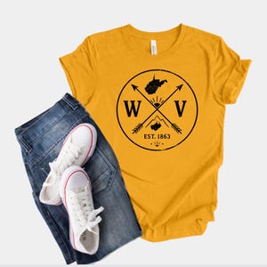 Vintage West Virginia T-Shirt, WV State Pride Tee with Arrows, Mountains & Map, Outdoor Adventure And Hiking Gift for Locals