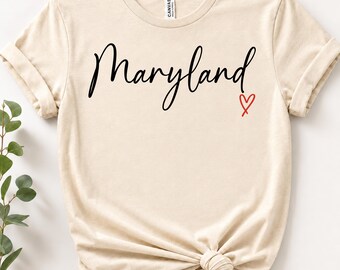 Maryland Home Cursive Shirt, The Old Line State Minimalist T-Shirt