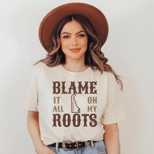 Chemise carte DELAWARE, blâmer tout sur mes racines, le premier t-shirt graphique de l'État d'origine de l'État, t-shirt de musique country unisexe vintage, cadeau du Sud