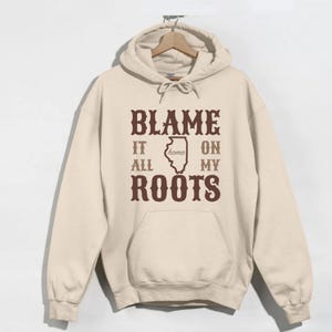 Sudadera con capucha con el mapa de ILLINOIS, estado de las praderas, ropa unisex, regalos de Chicago, sudadera Aurora, nativo de Joliet, raíces de Naperville