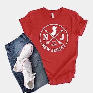 Vintage New Jersey T-Shirt, NJ State Pride Tee with Crossed Arrows And Est. 1787, Retro Heritage And Souvenir Gift for Jersey Lovers