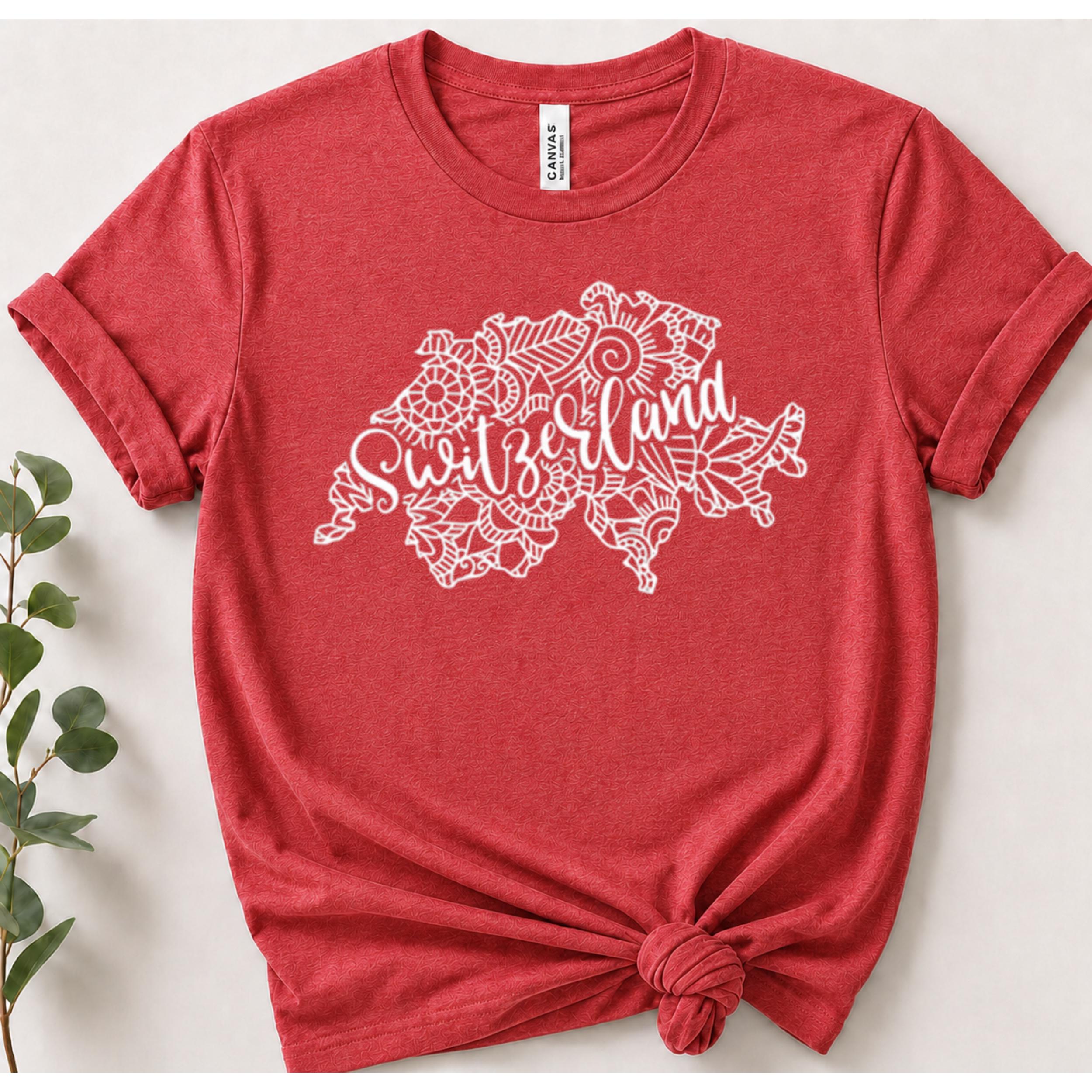 Switzerland Map T-shirt, Swiss Souvenir, Boho Mandala Design - Etsy