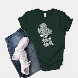 Chemise carte Guyane, T-shirt mandala bohème hippie, T-shirt Le pays des nombreuses eaux, cadeau d'anniversaire guyanais, T-shirt souvenir afro guyanais