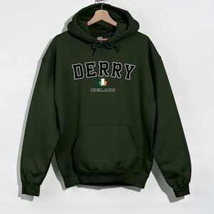 DERRY Irish Collegiate Hoodie, Derry Varsity Unisex Hoodie, Irish Pride Hoodie, Saint Patrick Sweatshirt