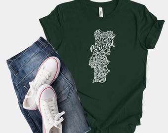 Portugal Map Shirt, Boho Hippie Mandala Tshirt, Lusitania T-shirt, Portuguese Birthday Gift, Portuguesa Tee, Lisbon Souvenir, Porto Vacation