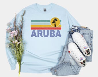 T-shirt a maniche lunghe ARUBA Beach, ideale per le vacanze estive in famiglia.