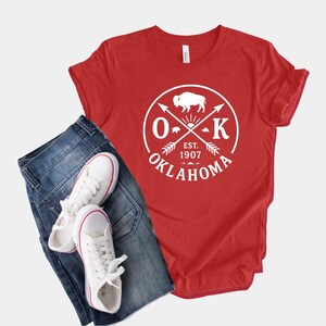 Vintage Oklahoma T-Shirt, OK State Pride Tee with Buffalo, Arrows And Est. 1907,  Rustic Western Style Gift for Oklahoma Lovers