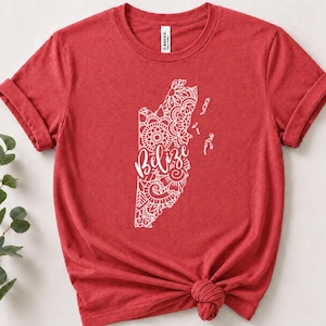 ベリーズ地図Tシャツ、マンダラ、ファミリーバケーションTシャツ
