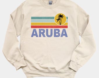Felpa Aruba Beach, vacanza sull'isola retrò, vestibilità unisex