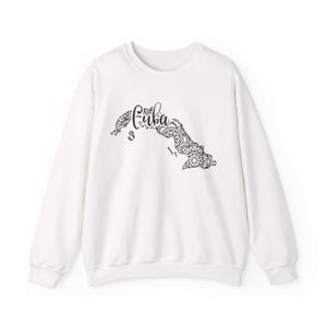 Cuba Map Sweatshirt, Boho Hippie Mandala Outfit, Salsa dancing Gift, Cuban Beach Sweater, Latina Pride Outfit, Caribbean Trip