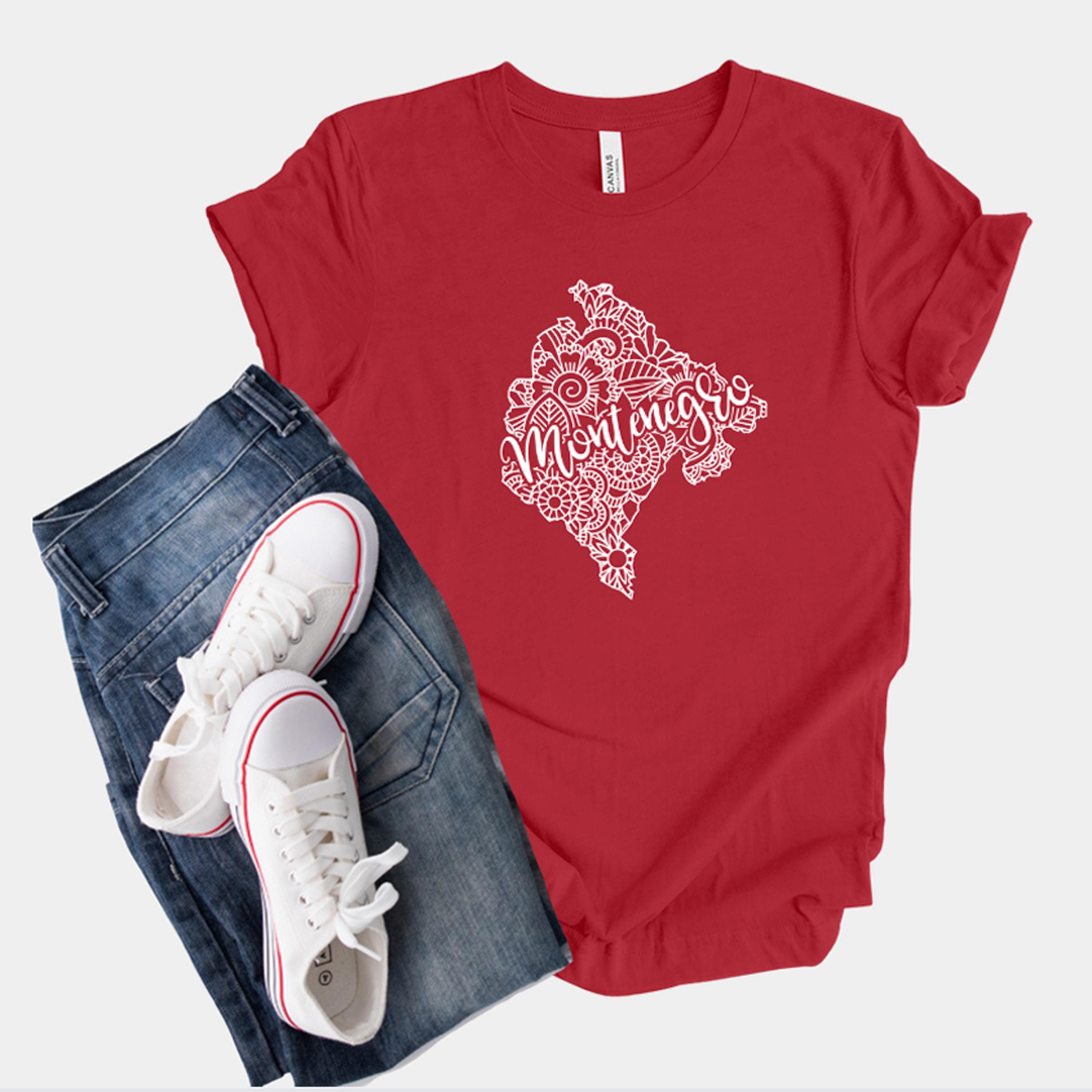 Montenegro Map Shirt, Boho Hippie Mandala Tshirt, Mali i Zi Tee, Crna Gora Souvenir, Montenegro Birthday Shirt, Lake Skadar Trip