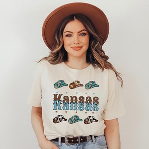 KANSAS Home State Shirt, Cowboy Hat Shirt, Kansas Roots Shirt, Kansas Pride Shirt, Kansas Cowgirl Western Shirt, Kansas Gift, Born in Kansas