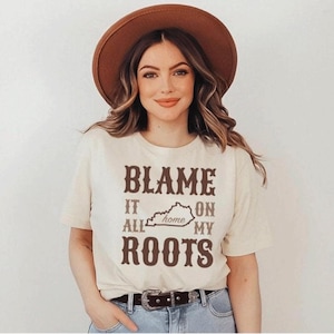 Chemise carte du KENTUCKY, blâmer tout sur mes racines, t-shirt de concert unisexe de musique country, t-shirt graphique Bluegrass State Home, cadeau du Kentucky