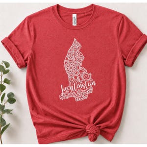Liechtenstein Map T-Shirt, Boho Mandala Design, Vaduz Castle Souvenir