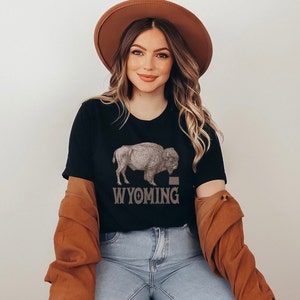 WYOMING Home State Distressed Shirt, The Equality State Tshirt, Wyoming Bison Map Shirt, Wyoming Native Shirt, Wyoming Western Cowgirl Tee