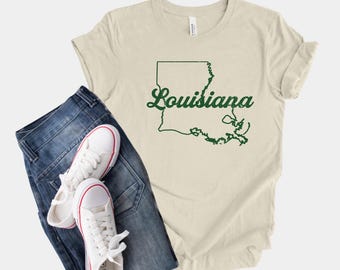Vintage Louisiana State Outline T-Shirt, Southern Pride Tee