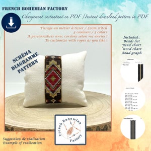 NAVARRO cuff pattern / Miyuki delica weaving diagram / pdf diagram / beading pattern / loom bracelet / loom chart / pattern