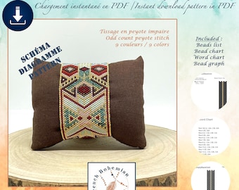 Wide ethnic Navarro cuff pattern / Miyuki Delica weaving diagram / PDF pattern / Peyote stitch bracelet pattern / Downloadable chart