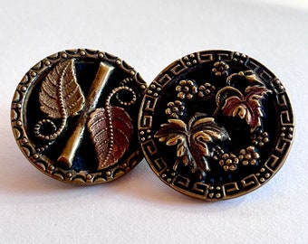 Pair of Antique Plant Buttons. Leaves. 2 Buttons for the Price.