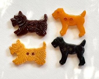 Vintage Bakelite Realistic Dogs. 4 Buttons for the Price.