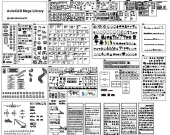 AutoCAD Huge Library Blocks metric and inch (imperial) Mega 2D block templates DWG