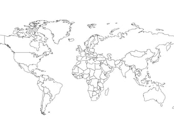 World Map Outline just f All Countries Vector files for Cricut,Dwg,Dxf Pdf Files,Silhouette,Drawing for CNC