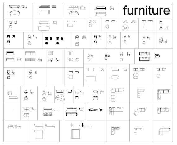 Blocchi per soggiorno, mobili, sedie, divani, tavolini da caffè Blocchi 2D  per interior designer Architetture, disegni metrici, file Dwg, Dxf - Etsy  Italia