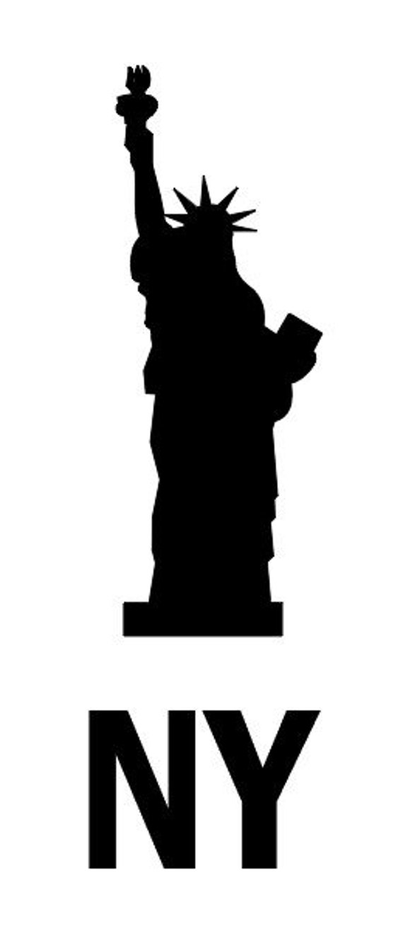 New York Skyline Silhouette With Statue Of Liberty