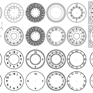 Clock Face Bundle DXF, Svg, Dwg, Pdf, Clock Clipart, Cricut Silhoutte ...