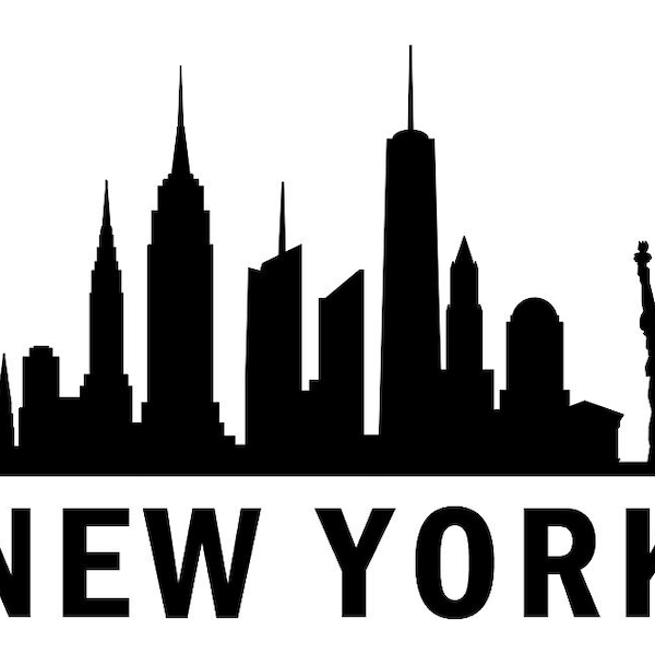 Skyline de New York dxf, cliparts de la ville de New York, New York City, Statue de la liberté, silhouette Clip Art, Cricut, Silhouette, Dwg, Dxf, Pdf
