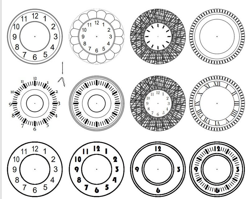 Clock Face Bundle DXF Dwg Pdf Clock Clipart Wall Clock Etsy