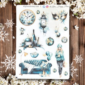 Charme du Nouvel An Autocollants décoratifs pour planificateur, autocollants décoratifs pour planificateur, journal, scrapbooking