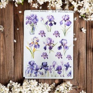 Iris bouquets decorative stickers, decorative Planner stickers, journal, scrabooking