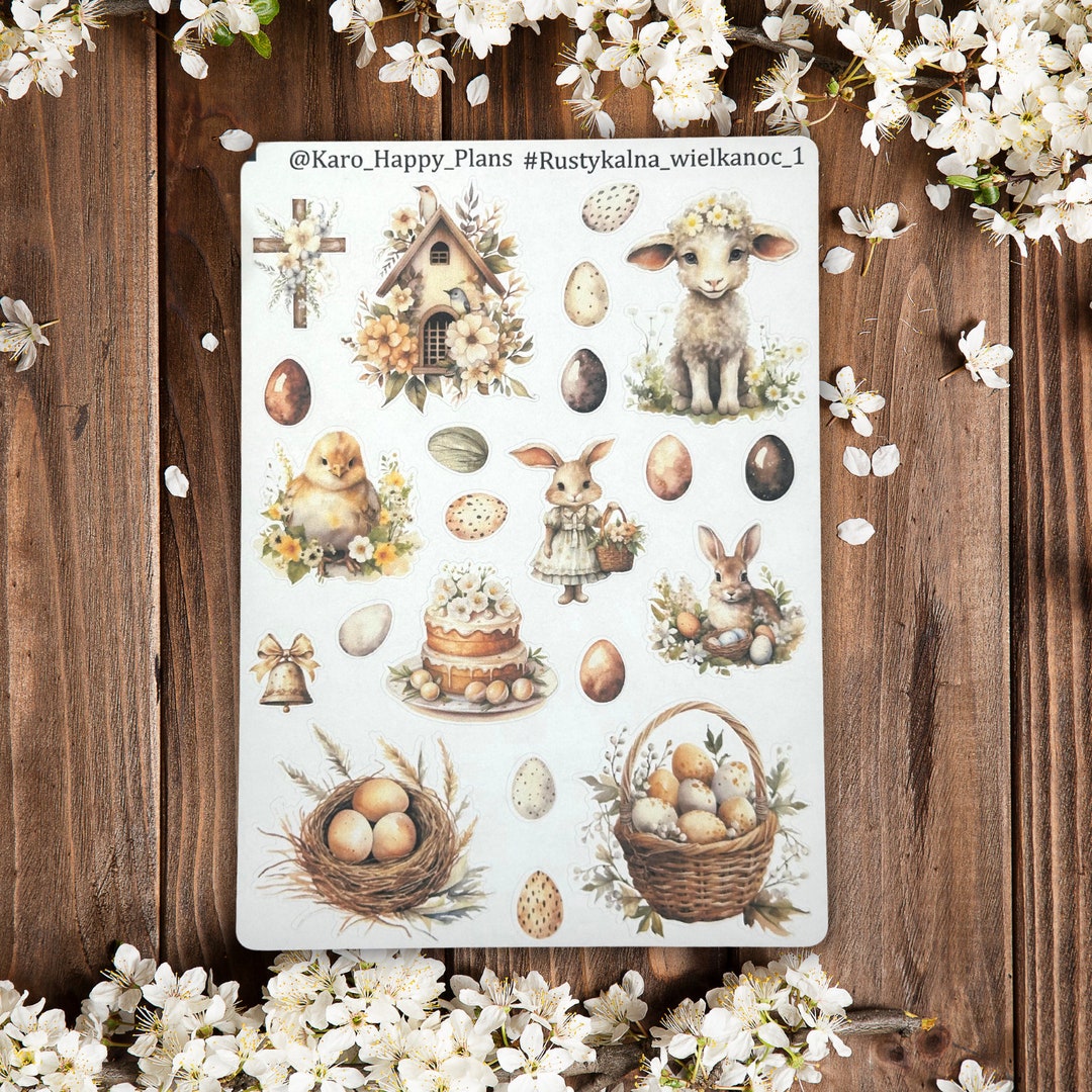 Sticker Drawings Rustic Rustic Easter Decorative Stickers, Decorative Planner Stickers, Journal ...
