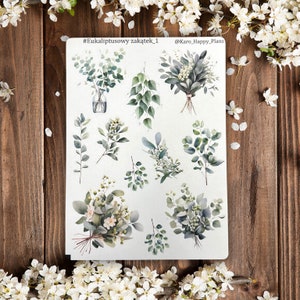 Dekorative Eukalyptus-Eckaufkleber, dekorative Planeraufkleber, Journal, Scrabooking