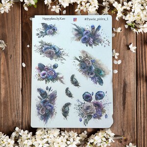 Peacock feathers decorative stickers, decorative Planner stickers, journal, scrabooking