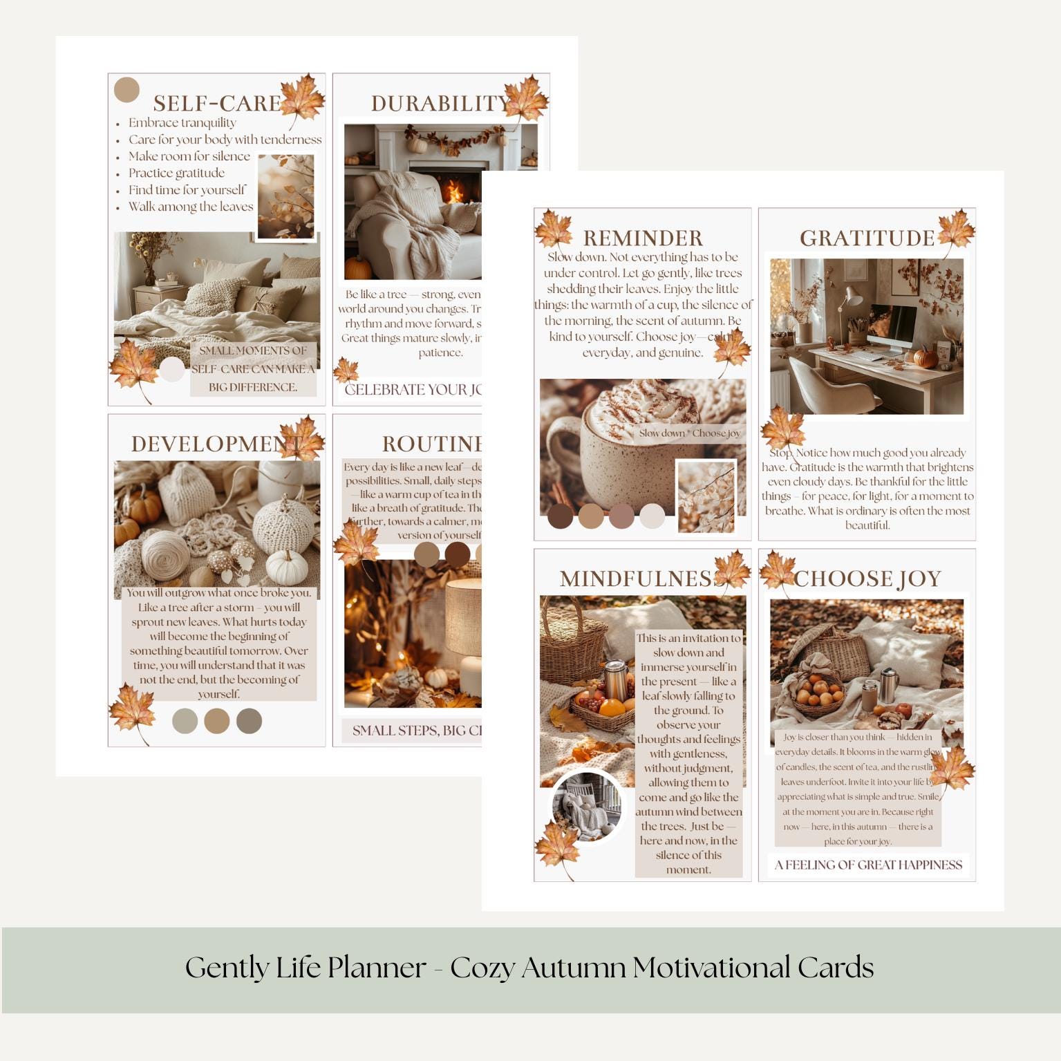 Gently Life Planner - Printable Cozy Autumn Motivational Cards (english ...