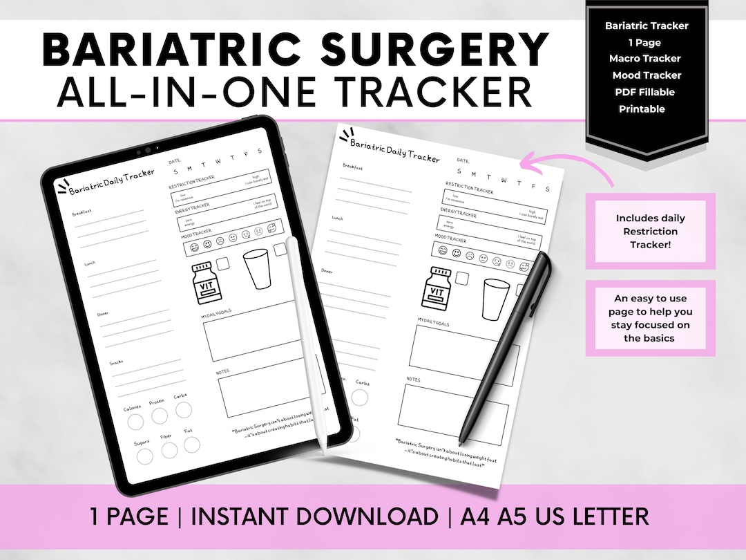 All-in-one Bariatric Tracker, Sleeve Surgery Food Diary, Bariatric ...