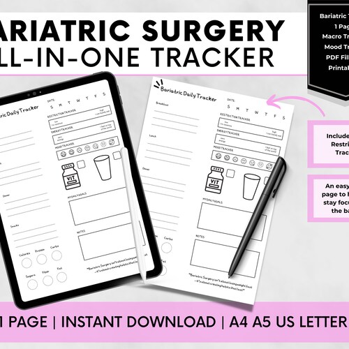 Gastric Sleeve Journal Printable Bariatric Surgery Planner - Etsy