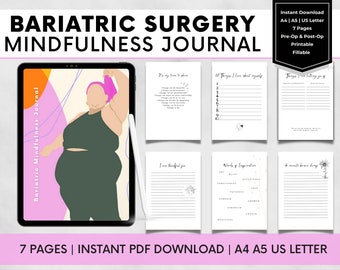 Bariatric Surgery Mindfulness Journal, Gratitude Prompts (Printable PDF)
