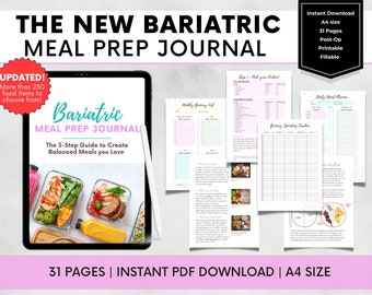 New Bariatric Meal Prep Journal, Gastric Sleeve Meal Planner, Gastric Bypass Plate Method, Bariatric Protein Food List, VSG planner