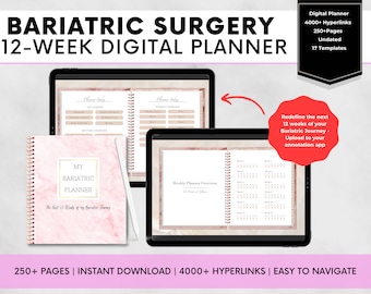 12-WEEK Digital Bariatric Planner, Bariatric Journal, Bariatric Planner, Gastric Bypass Planner, Gastric Sleeve Planner, Bariatric Planner