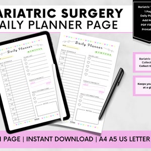Bariatric Surgery Daily Planner, Gastric Sleeve Daily Overview, Gastric Bypass All-in-One Planner Template, Weight Loss Surgery Notes