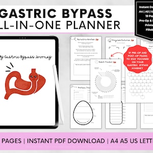 Gastric Bypass Pre-Op & Post-Op Planner, Bariatric Surgery Journal, RNY Liquid Diet, Weight Loss, Habit, Hospital Bag, Measurements Trackers