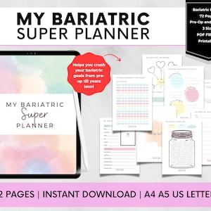 Planner voor bariatrische chirurgie, RNY Gastric Bypass Journal, Maag Sleeve Pre-Op Post-Op Printables, VSG Dagboek, Voedsel, Doel & Metingen Pagina's