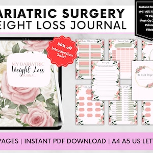 Bariatric Weight Loss Journal, Weight Loss Surgery Planner, Gastric Bypass and Gastric Sleeve Post-Op Measurements & Weight Trackers